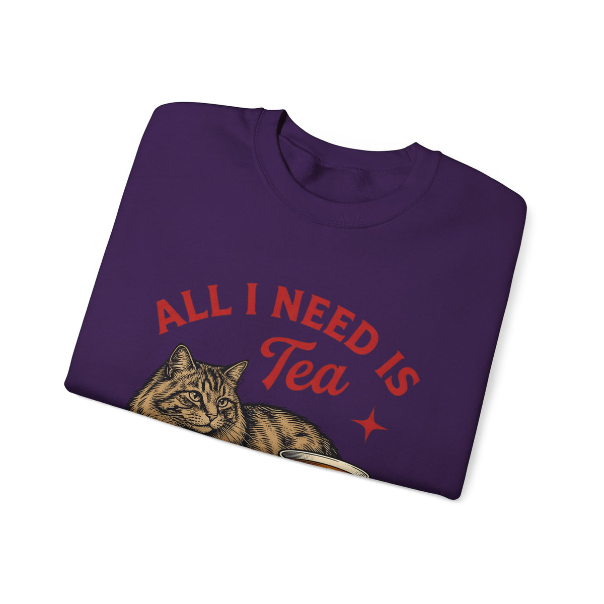 Cat Tea Cup Sweatshirt Cat Tea Gift Women Vintage Sweatshirt Kitty Sweatshirt Feline Fan Retro Sweatshirt Tea Infusion Graphic Hand Drawn Star Sweatshirt