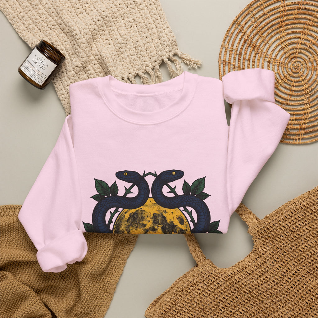 Lunar Snake Boho Chic Astronomy Gift Folk Moon Snake Bohemian Fan Tribal Galaxy Sketch Sweatshirt