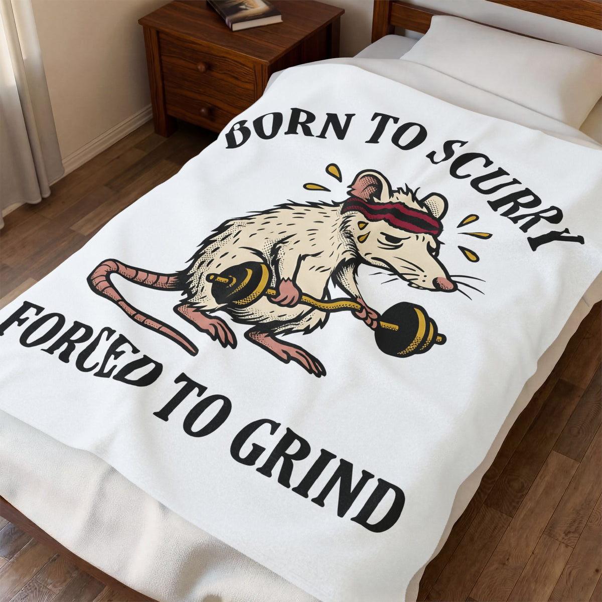 Gym Rat Blanket Funny Animal Gift Women Cartoon Blanket Bodybuilder Blanket Humor Fan Comic Blanket Creature Graphic Vintage Dumbbell Blanket