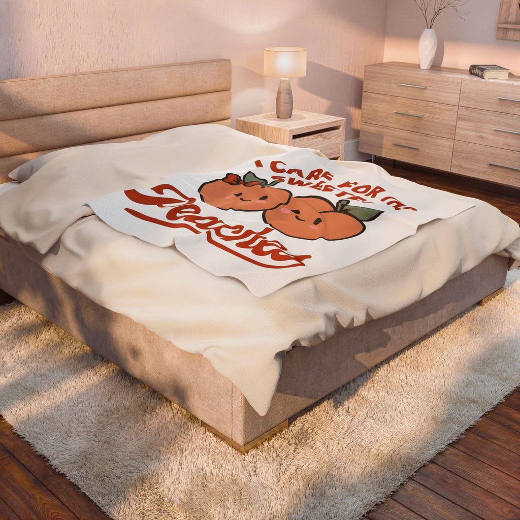 Adorable Peach Design Blanket Nurses Gratitude Gift Women Chibi Blanket Peach Blanket Nurse Enthusiast Cartoon Blanket Appreciation Graphic Comic