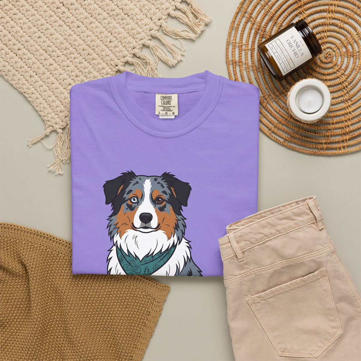 Australian Shepherd T-Shirt Dog Pet Gift Women Cartoon T-Shirt Blue Heeler T-Shirt Dog Fan Aussie Graphic Dog Design Vintage Bandana T-Shirt