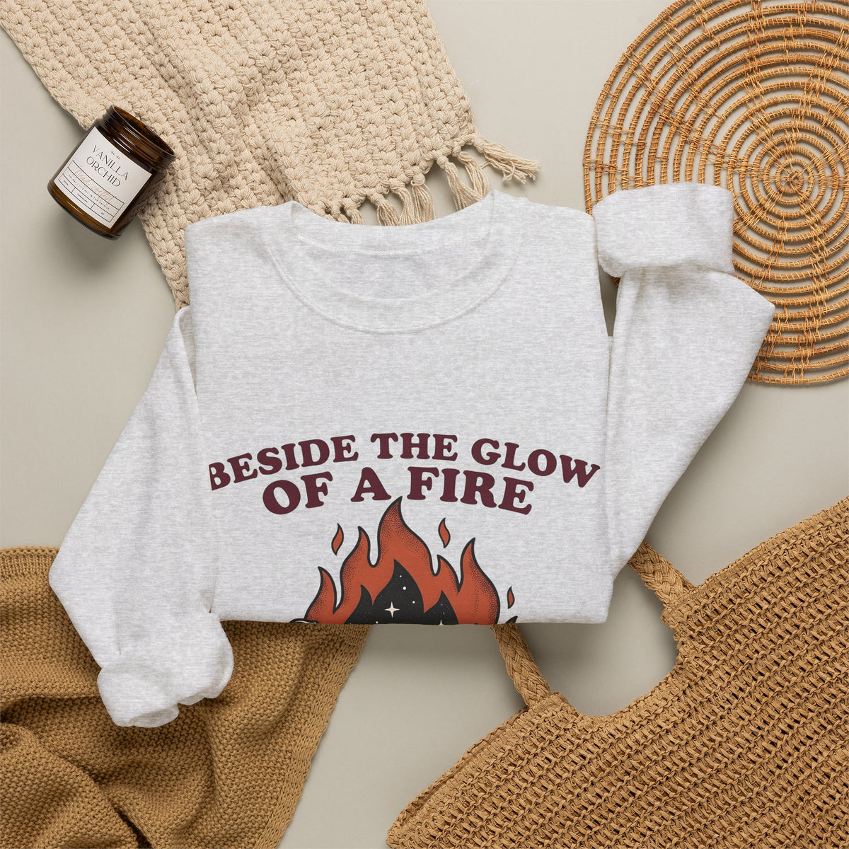 Campfire View Sweatshirt Camping Adventure Gift Women Line Art Sweatshirt Bonfire Sweatshirt Camper Fan Minimalist Sweatshirt Exploration Graphic Cartoon