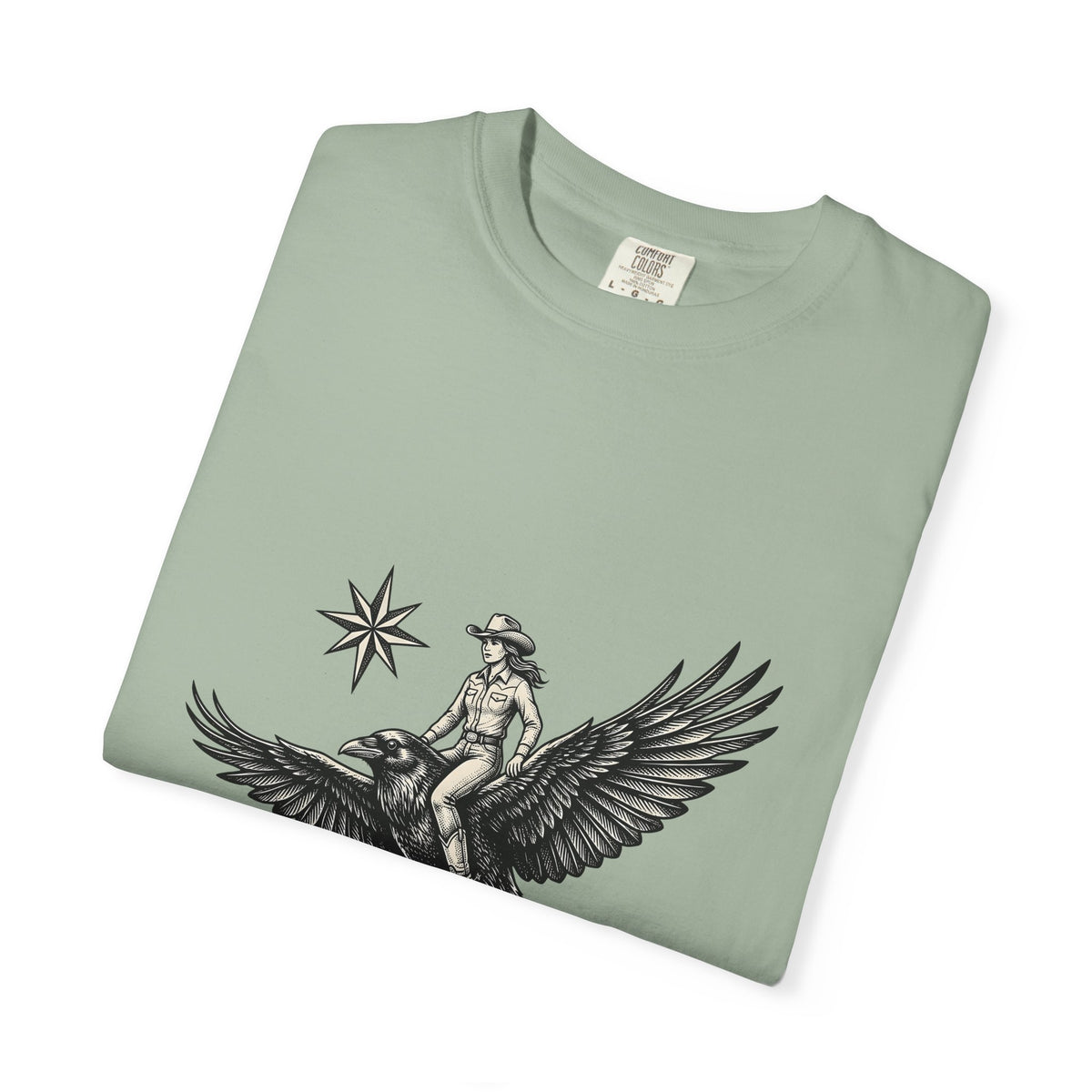 Cowgirl On Raven Cowgirl Travel Gift Country Horsewoman Cowboy Fan Rustic Adventure Retro T-Shirt