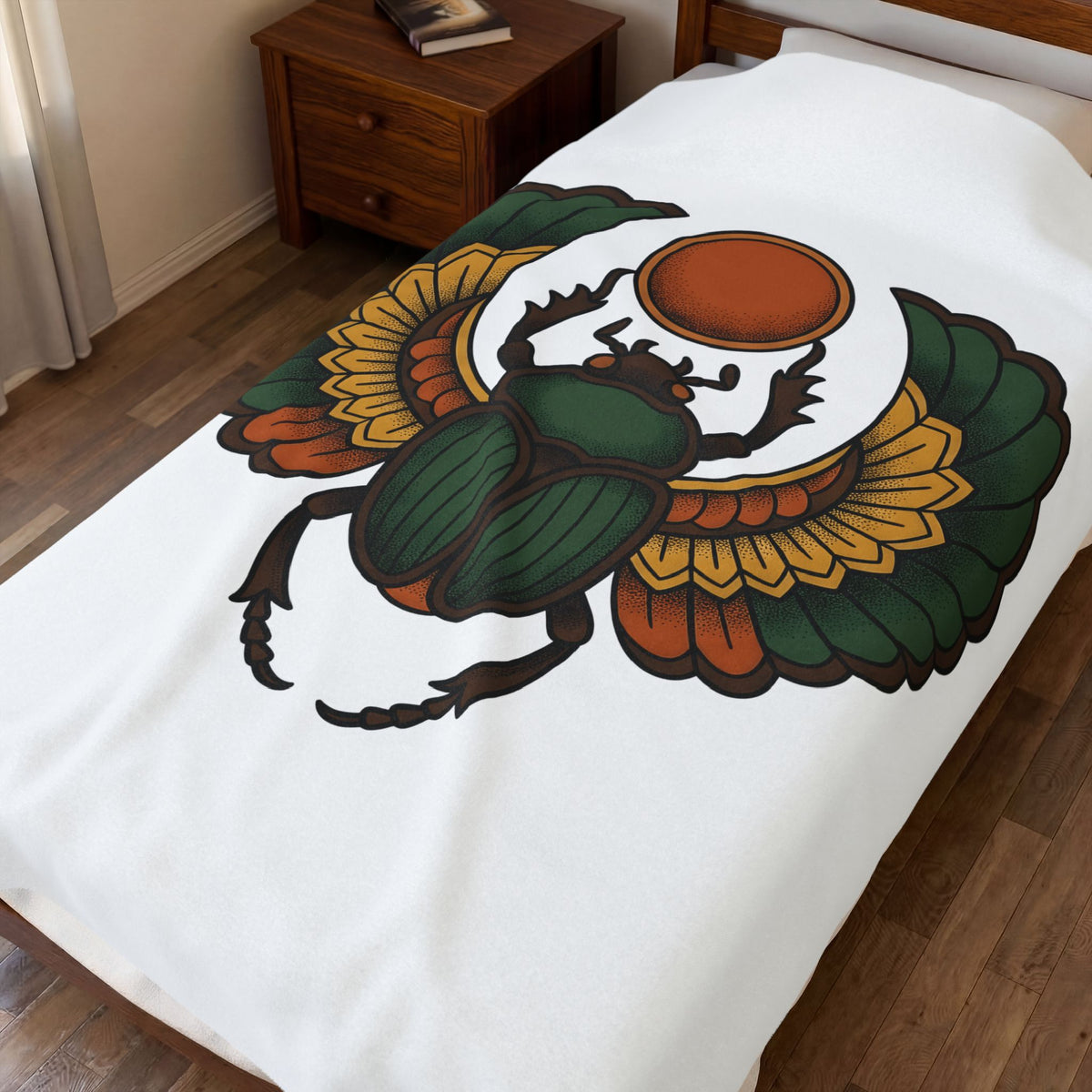 Beetle Bug Blanket Boho Chic Chakra Gift Women Minimalist Blanket Scarab Blanket Bohemian Enthusiast Simple Blanket Energy Graphic Hand Drawn Sun