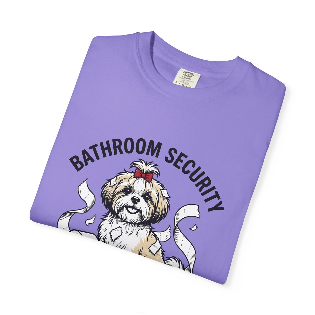 Shih Tzu Puppy T-Shirt Dog Joke Gift Women Comic T-Shirt Puppy T-Shirt Dog Fan Cartoon T-Shirt Humor Graphic Sketch Bathroom Paper T-Shirt