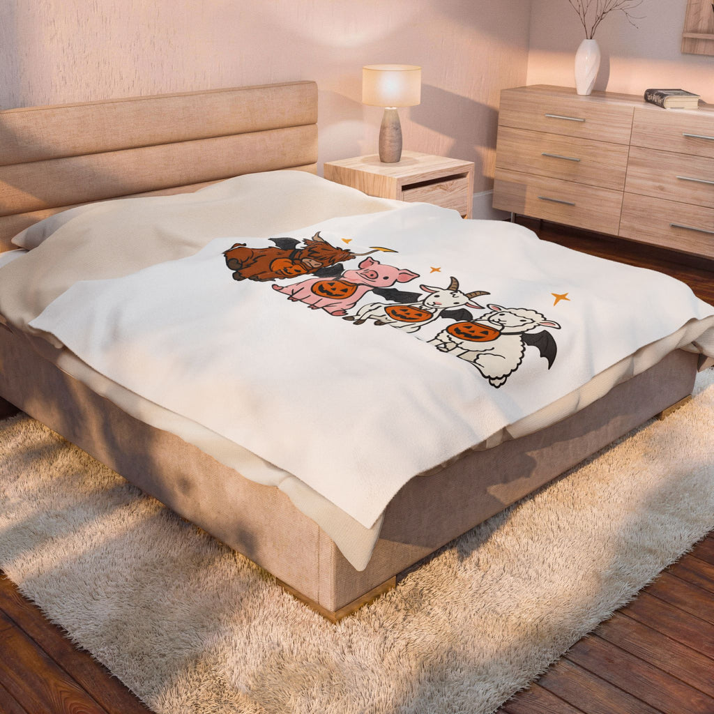 Country Animals Blanket Halloween Pets Gift Women Darling Blanket Farm Animals Blanket Halloween Fan Cute Blanket Pet Graphic Funny Halloween