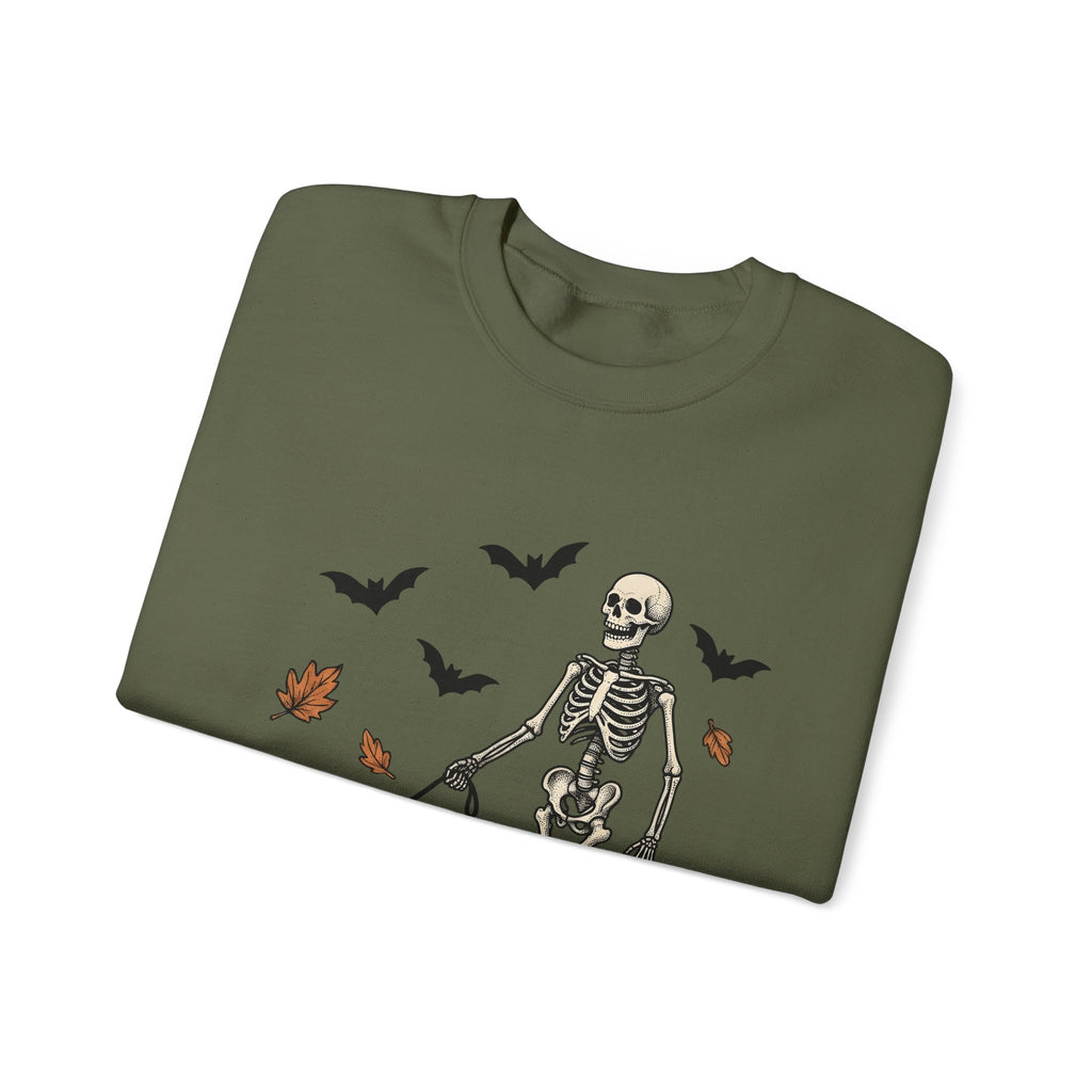 Dog Skeleton Costume Sweatshirt Halloween Animals Gift Women Scary Sweatshirt Dog Skeleton Sweatshirt Horror Fan Spooky Sweatshirt Creature Graphic Hand Drawn