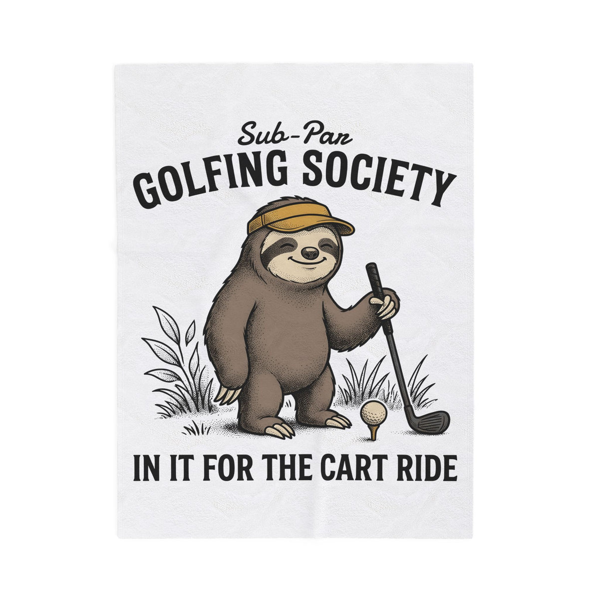 Sloth Golf Blanket Golf Animal Gift Women Cartoon Blanket Golfing Blanket Golfer Fan Comic Blanket Wildlife Graphic Vintage Visor Blanket
