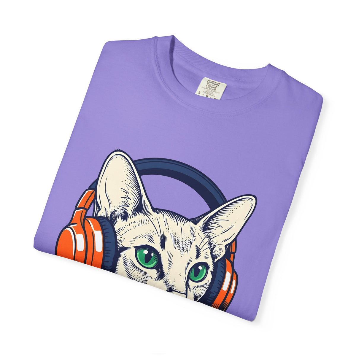 Cat Earphones T-Shirt Cat Sound Gift Women Minimalist T-Shirt Headphones T-Shirt Cat Fan Earphone T-Shirt Audio Graphic Classic Audio Gear T-Shirt