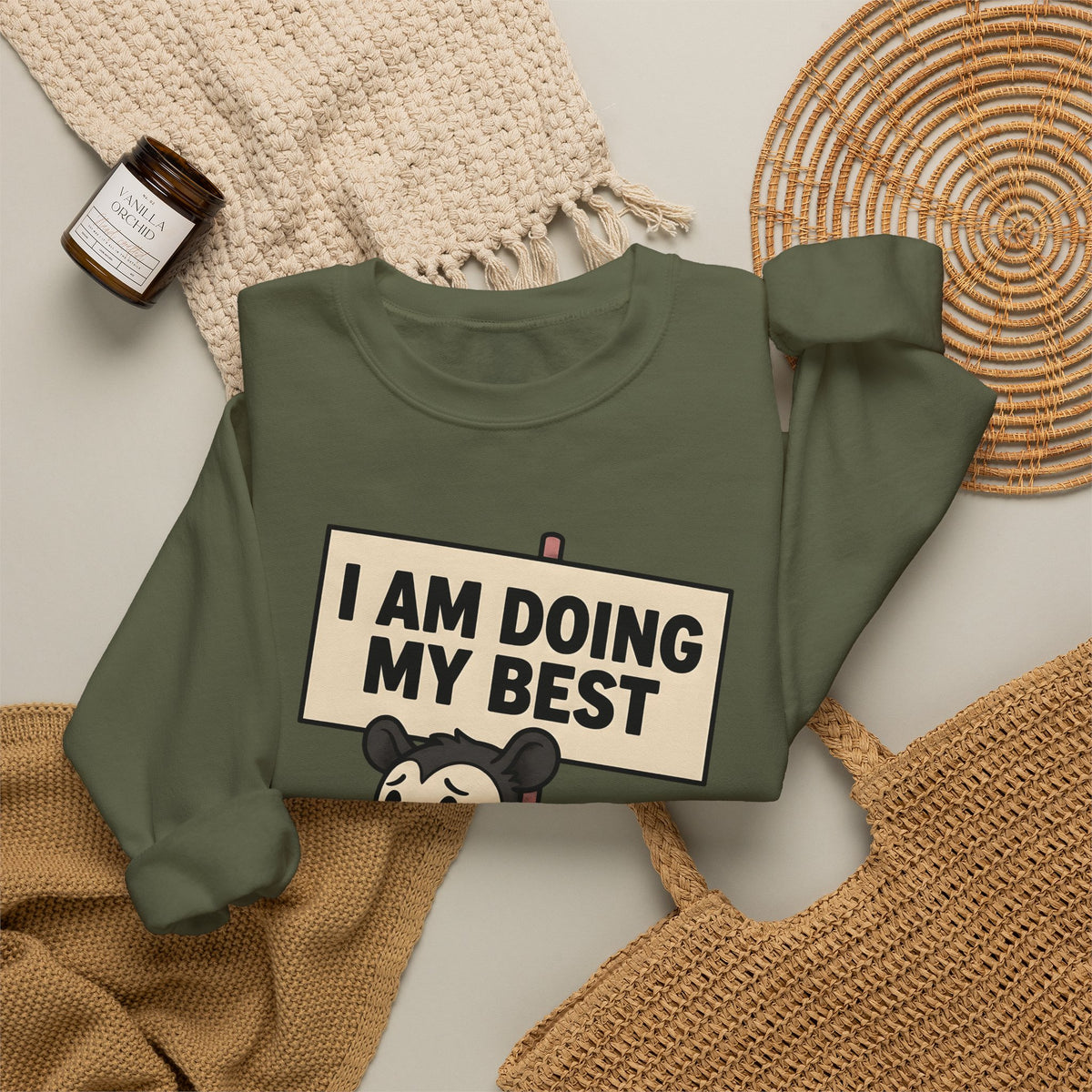 Possum Drawing Sweatshirt Funny Creatures Gift Women Animated Sweatshirt Opossum Sweatshirt Humor Fan Cartoon Sweatshirt Animal Graphic Doodle Demonstration