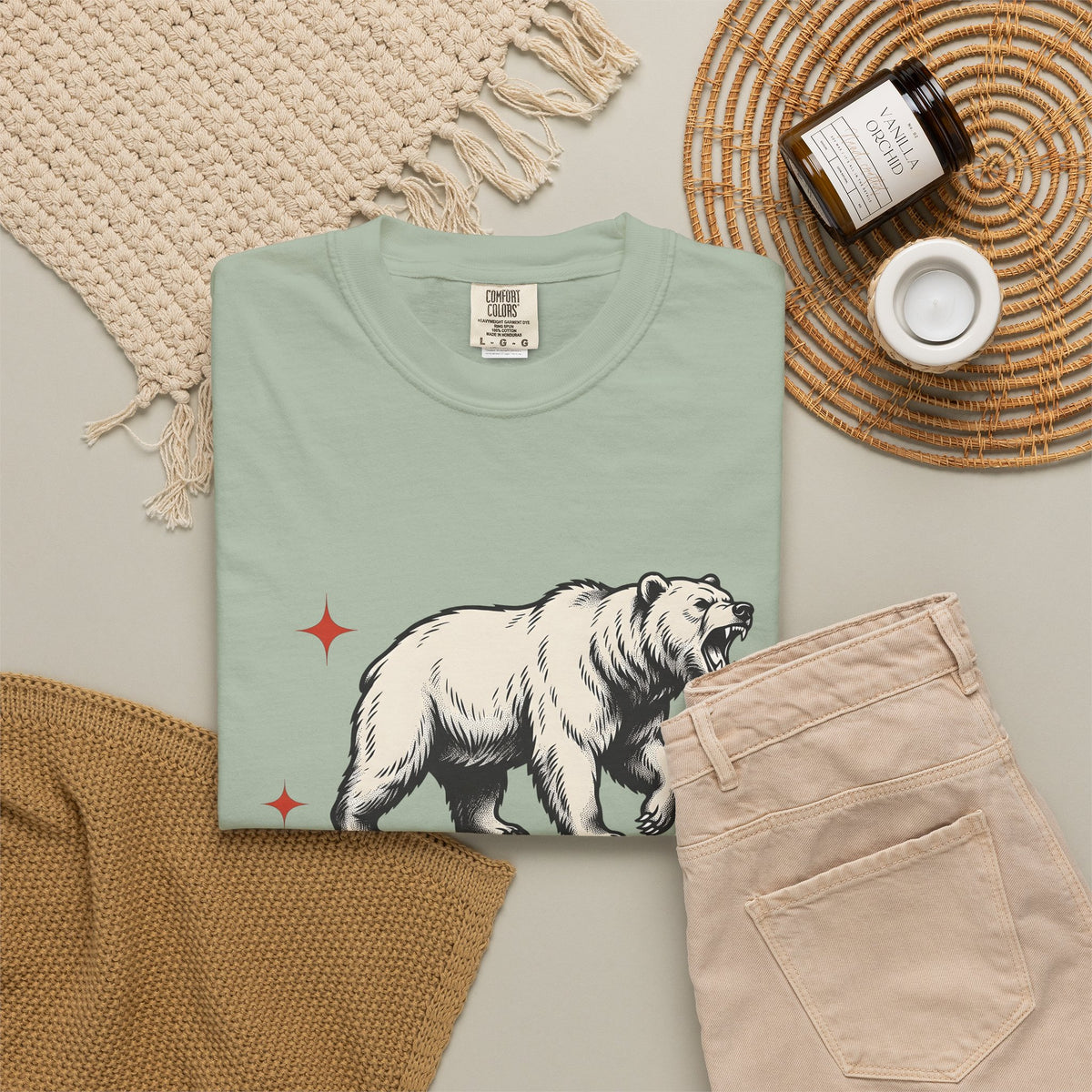Grizzly Bear T-Shirt Bear Animal Gift Women Vintage T-Shirt Ursa T-Shirt Bear Fan Grizzly Graphic Retro Star T-Shirt