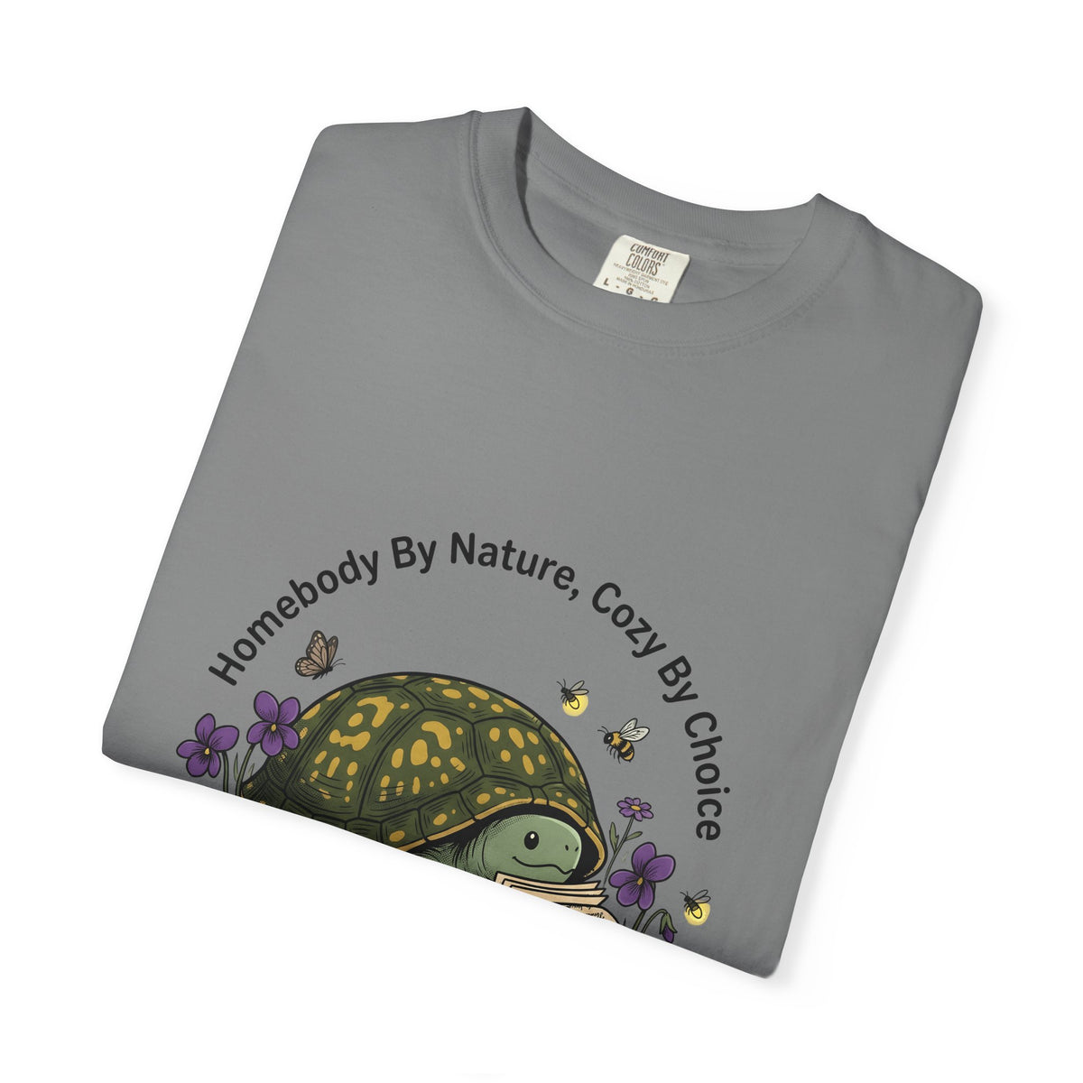 Turtle Cozy T-Shirt Funny Animal Gift Women Whimsical T-Shirt Turtle T-Shirt Humor Fan Cartoon T-Shirt Wildlife Graphic Hand Drawn Flowers T-Shirt
