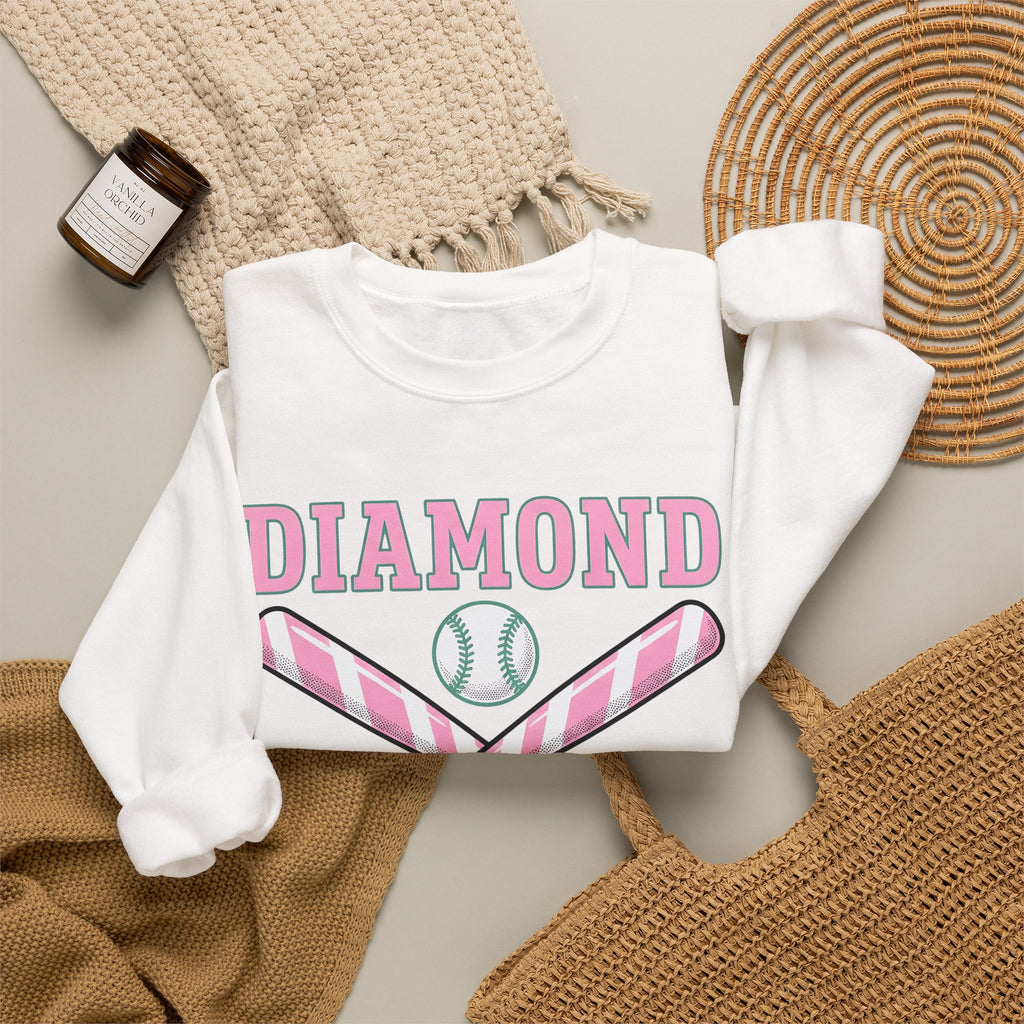 Crossed Baseball Bats Sweatshirt Softball Group Gift Women Vector Sweatshirt Baseball Bat Sweatshirt Softball Fan Digital Graphic Sweatshirt Vintage Ribbon