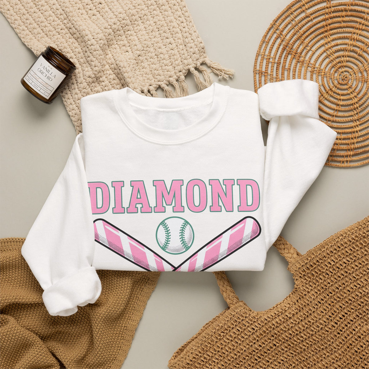Crossed Baseball Bats Sweatshirt Softball Group Gift Women Vector Sweatshirt Baseball Bat Sweatshirt Softball Fan Digital Graphic Sweatshirt Vintage Ribbon