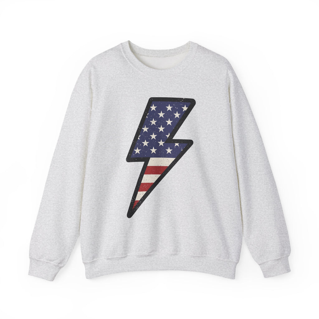 Electric Bolt Sweatshirt 4th Of July Freedom Gift Women Rustic Sweatshirt Lightning Sweatshirt Independence Fan Vintage Sweatshirt Liberty Graphic Nostalgic