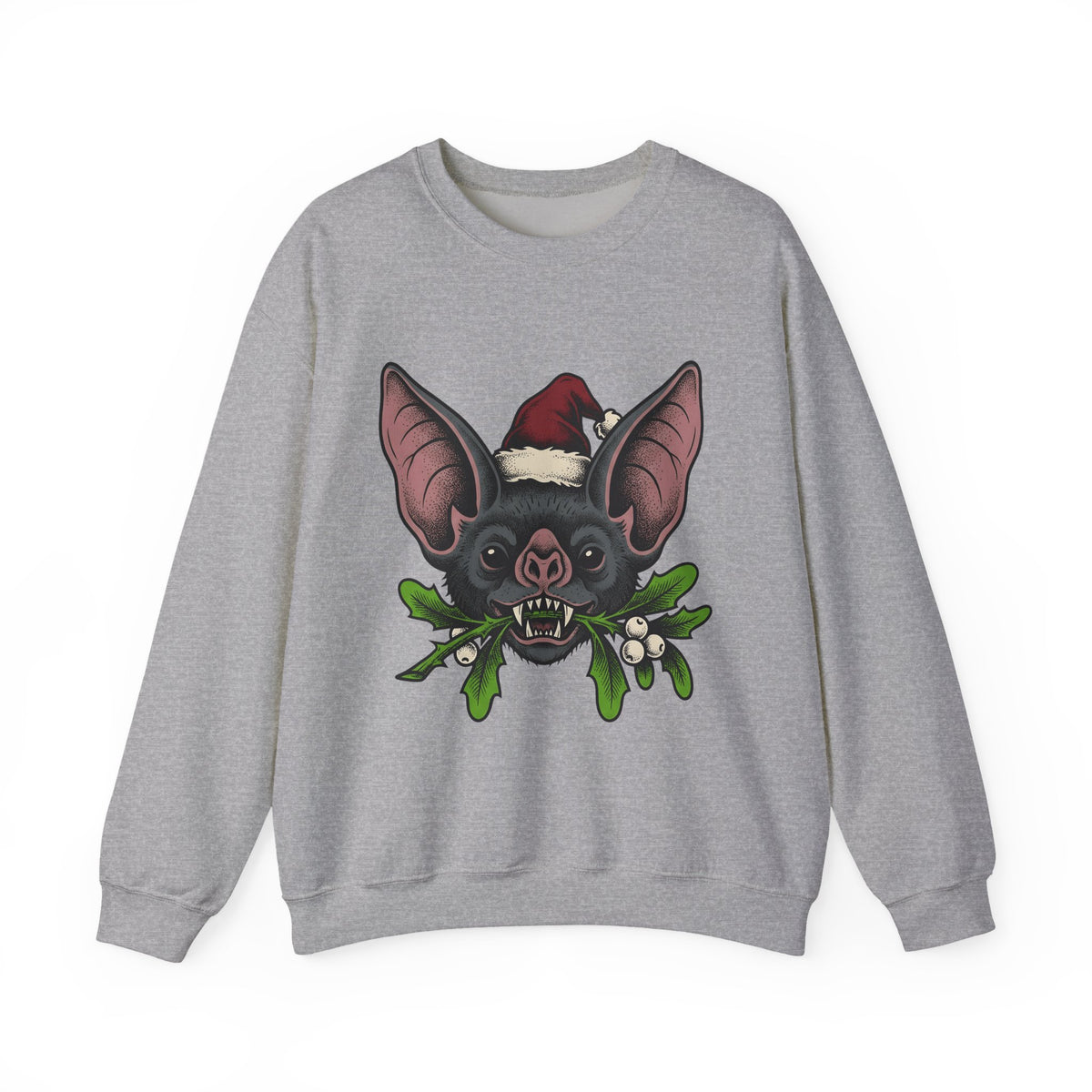 Bat Christmas Hat Sweatshirt Christmas Alternative Gift Women Traditional Sweatshirt Santa Hat Sweatshirt Xmas Fan Vintage Sweatshirt Gothic Graphic Retro