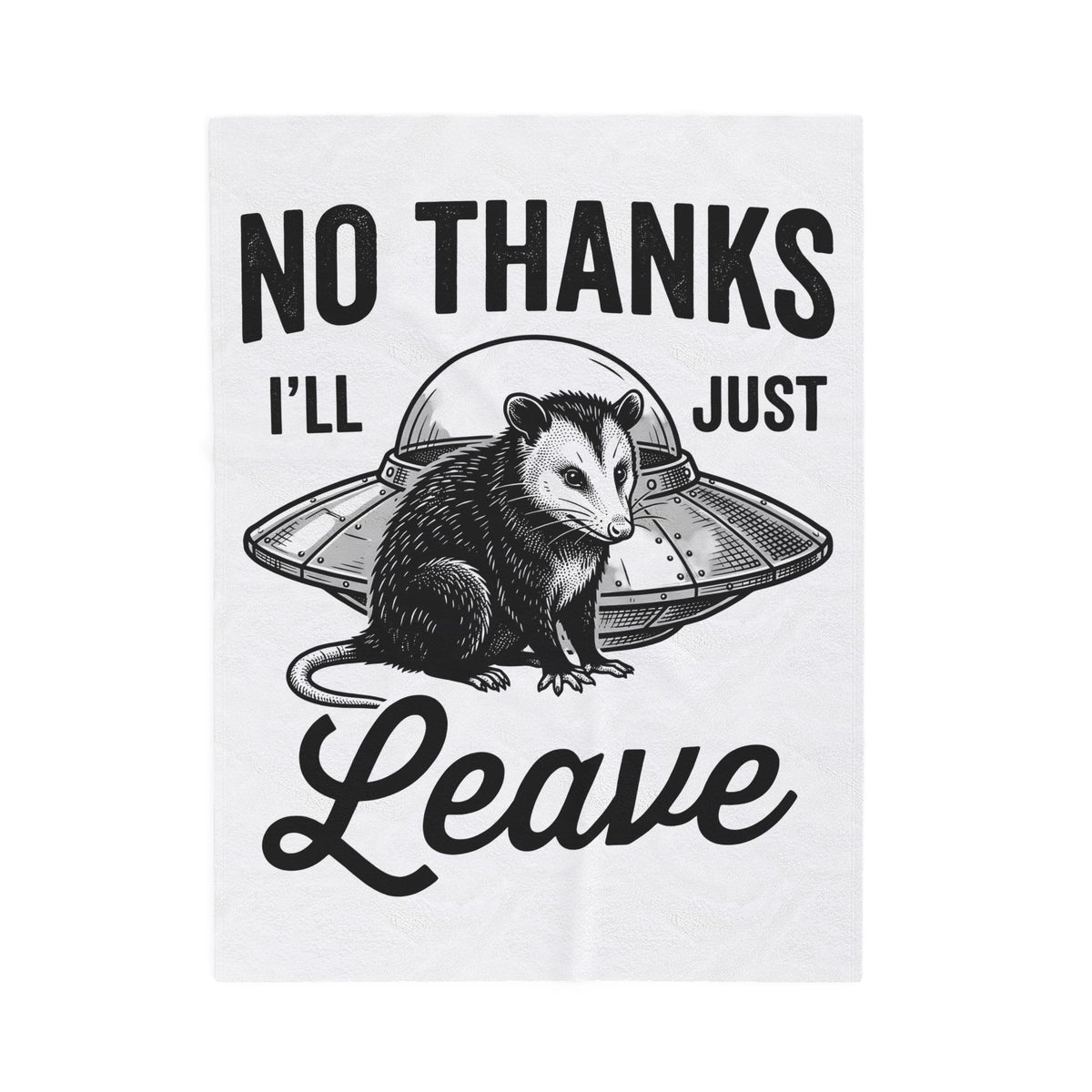 Opossum Ufo Blanket Funny Critter Gift Women Sketch Blanket Possum Ufo Blanket Humor Fan Cartoon Blanket Creature Graphic Doodle Alien Ship Blanket