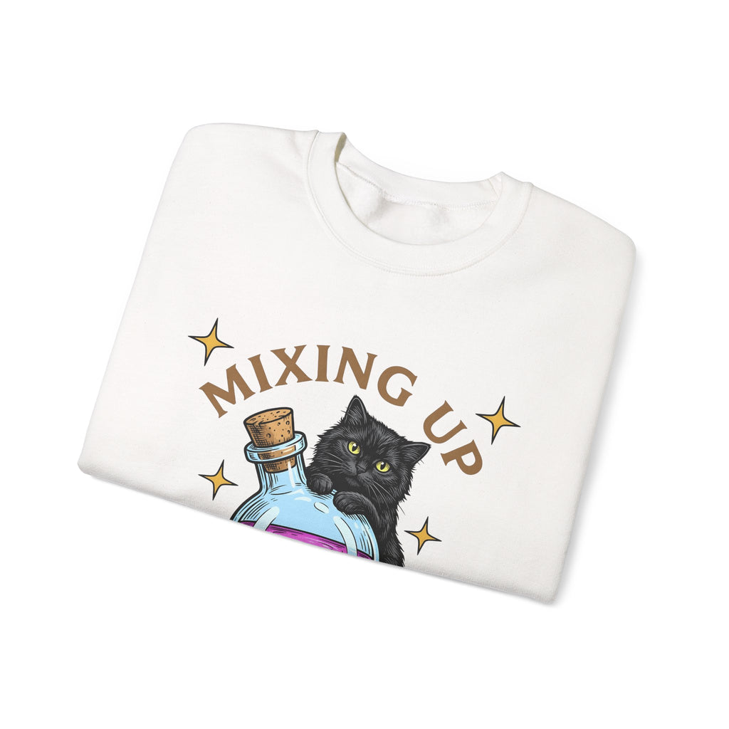 Black Cat Potion Sweatshirt Cat Humor Gift Women Cartoon Sweatshirt Magic Potion Sweatshirt Cat Fan Comic Sweatshirt Funny Graphic Vintage Stars Sweatshirt
