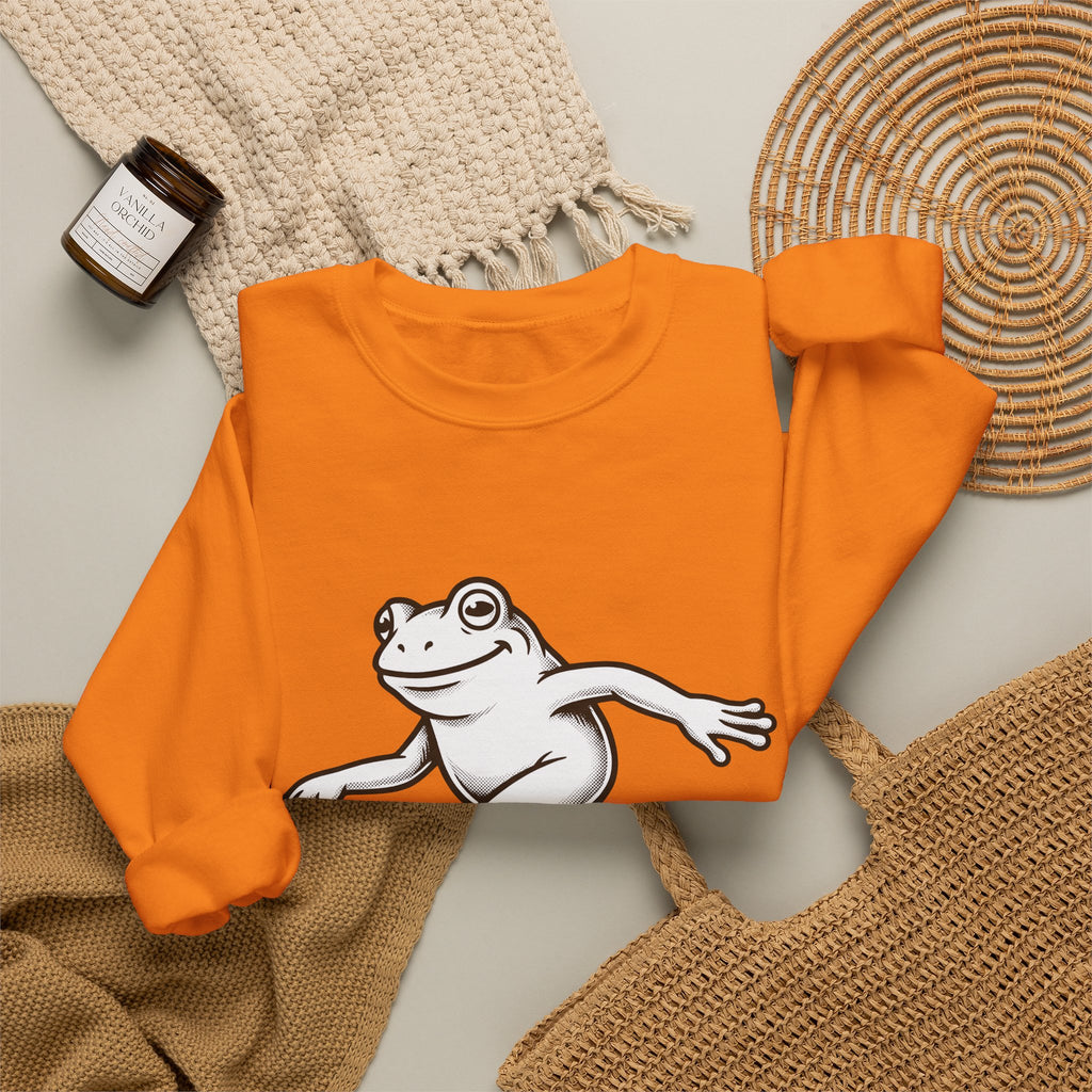 Skating Frog Sweatshirt Sports Wildlife Gift Women Comic Sweatshirt Toad Sweatshirt Athlete Fan Cartoon Sweatshirt Animal Graphic Vintage Pads Sweatshirt