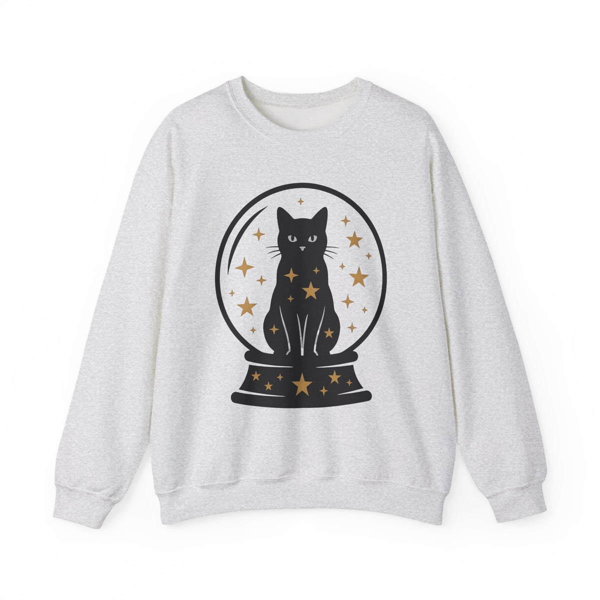 Dark Cat Orb Sweatshirt Cat Magic Gift Women Simple Sweatshirt Black Cat Ball Sweatshirt Cat Fan Feline Graphic Sweatshirt Retro Sparkles Sweatshirt