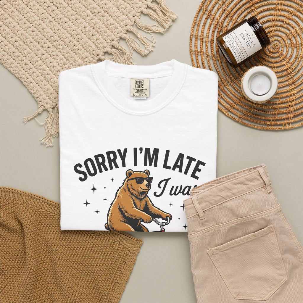 Bear Cycling T-Shirt Funny Creatures Gift Women Funny Cartoon T-Shirt Bear T-Shirt Humor Fan Cartoonish T-Shirt Animal Graphic Classic Cool Glasses