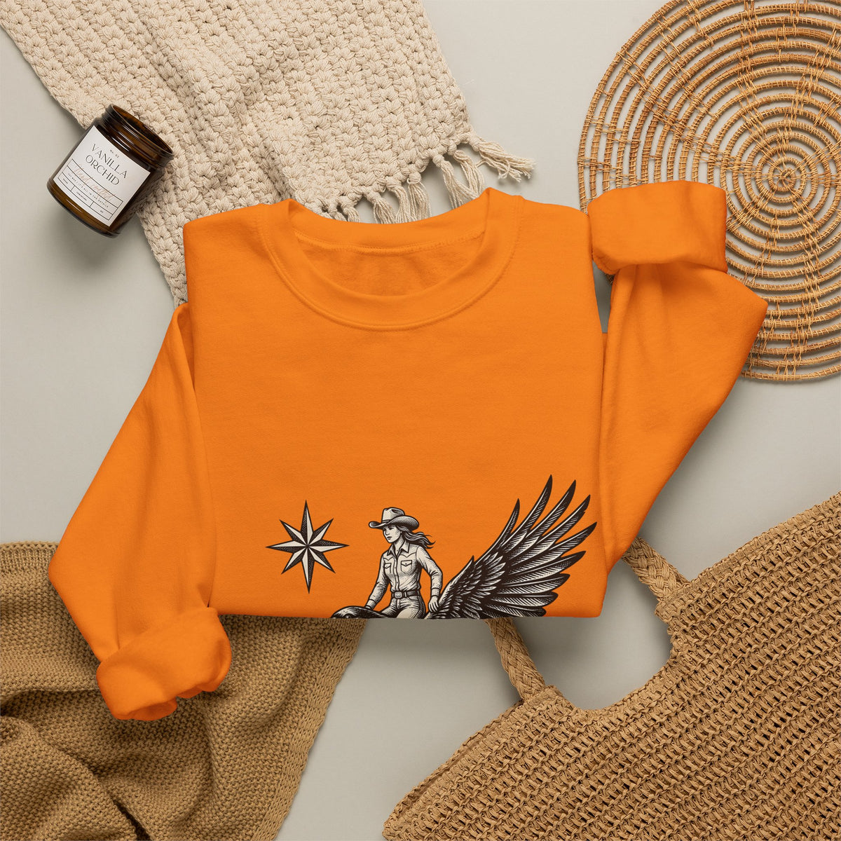 Cowgirl On Raven Cowgirl Travel Gift Country Horsewoman Cowboy Fan Rustic Adventure Retro Sweatshirt