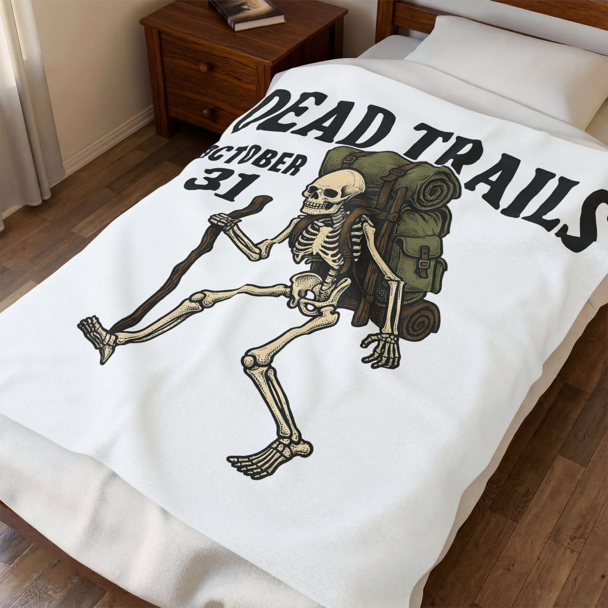 Skull Backpacker Blanket Halloween Outdoors Gift Women Rustic Blanket Backpacker Blanket Horror Fan Spooky Blanket Adventure Graphic Classic