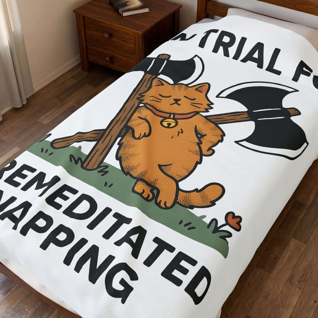 Cat Funny Animal Gift Cartoon Kitten Humor Fan Cute Wildlife Doodle Axes Blanket