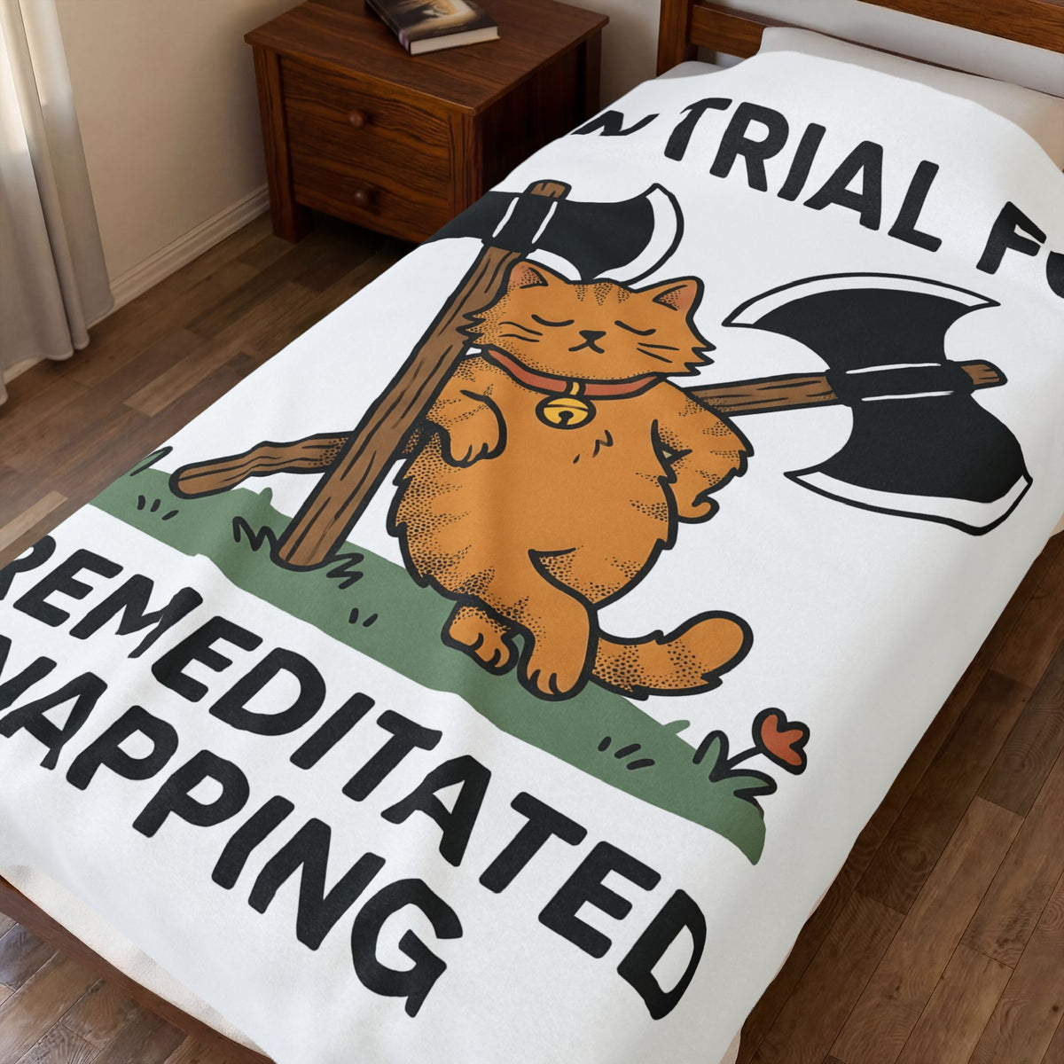 Cat Funny Animal Gift Cartoon Kitten Humor Fan Cute Wildlife Doodle Axes Blanket