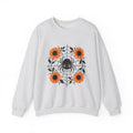 Spider Web Sunflower Sweatshirt Boho Chic Autumn Gift Women Cartoon Sweatshirt Sunflower Sweatshirt Hippie Fan Comic Sweatshirt Fall Graphic Doodle Petal