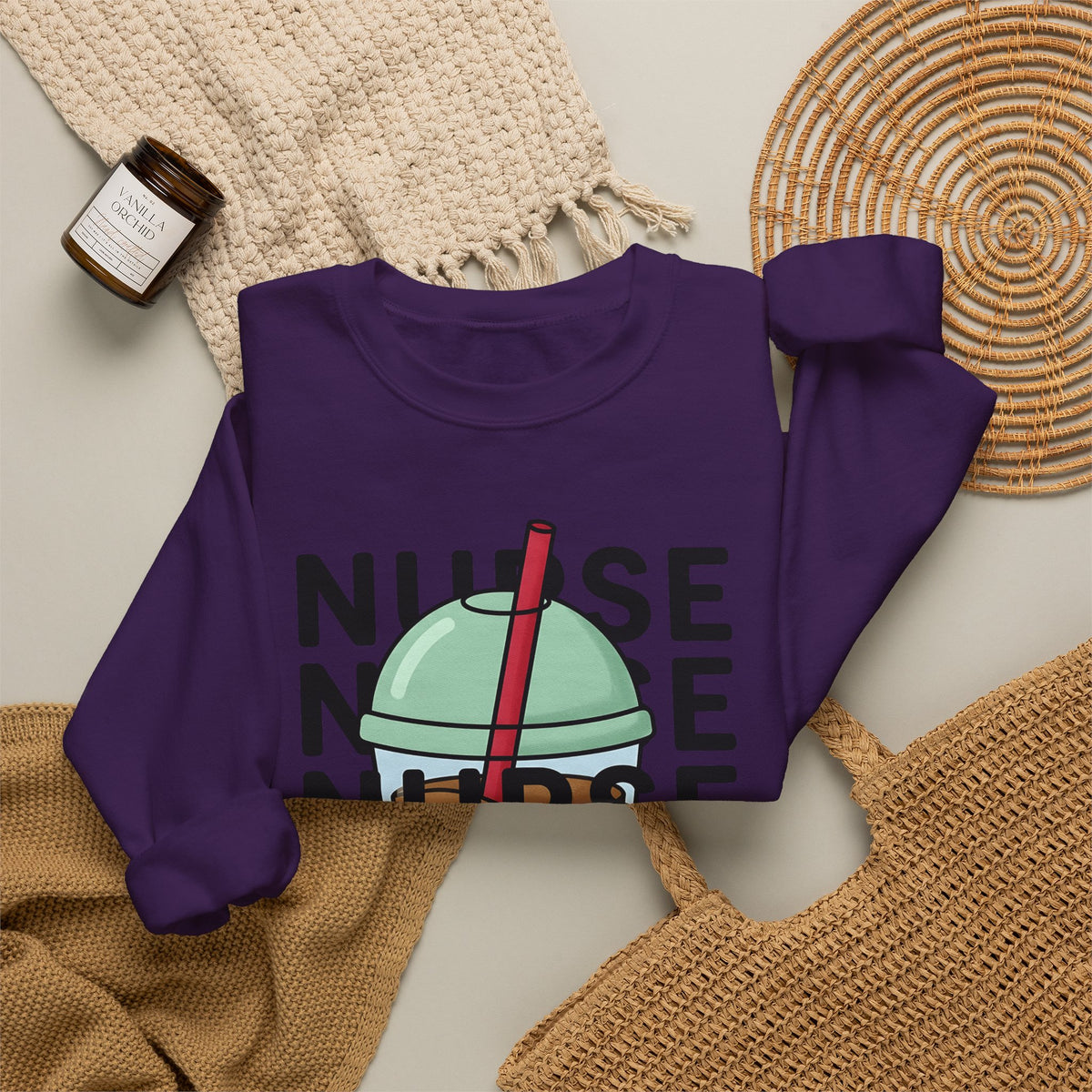 Chilled Coffee Cup Sweatshirt Nurses Beverage Gift Women Anime Sweatshirt Coffee Sweatshirt Sweatshirt Nurse Enthusiast Manga Sweatshirt Drink Graphic Line Art