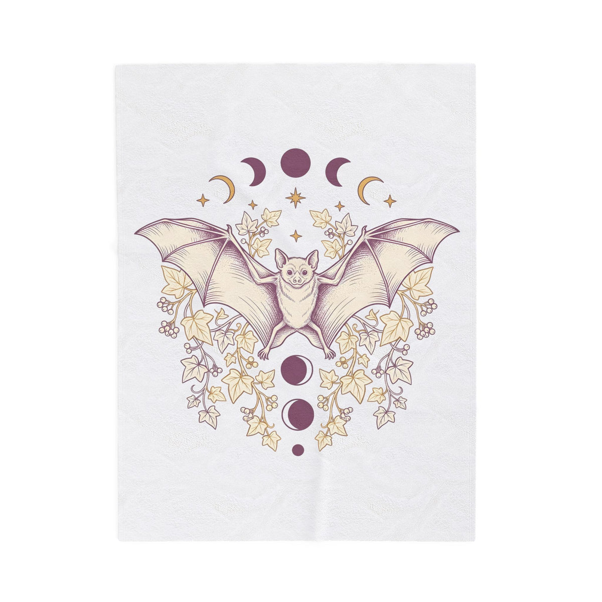 Bat Drawing Blanket Cottagecore Dark Gift Women Hippie Blanket Bat Blanket Cottage Fan Bohemian Blanket Gothic Graphic Antique Plant Blanket