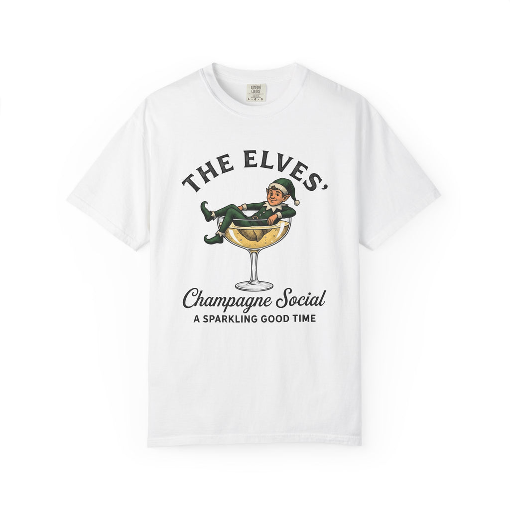 Elf Wine Glass T-Shirt Christmas Festivity Gift Women Rustic T-Shirt Wine Goblet T-Shirt Xmas Fan Vintage T-Shirt Holiday Graphic Classic