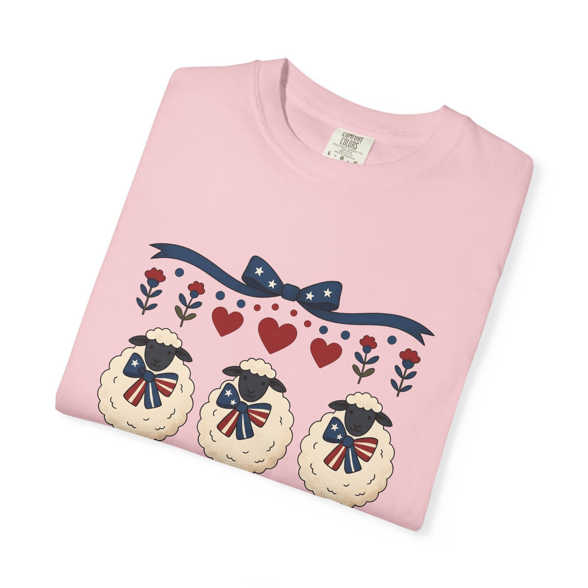 Usa Lamb T-Shirt 4th Of July Fauna Gift Women Handmade T-Shirt Lamb T-Shirt Patriot Fan Handmade T-Shirt Wildlife Graphic Old School Valentine