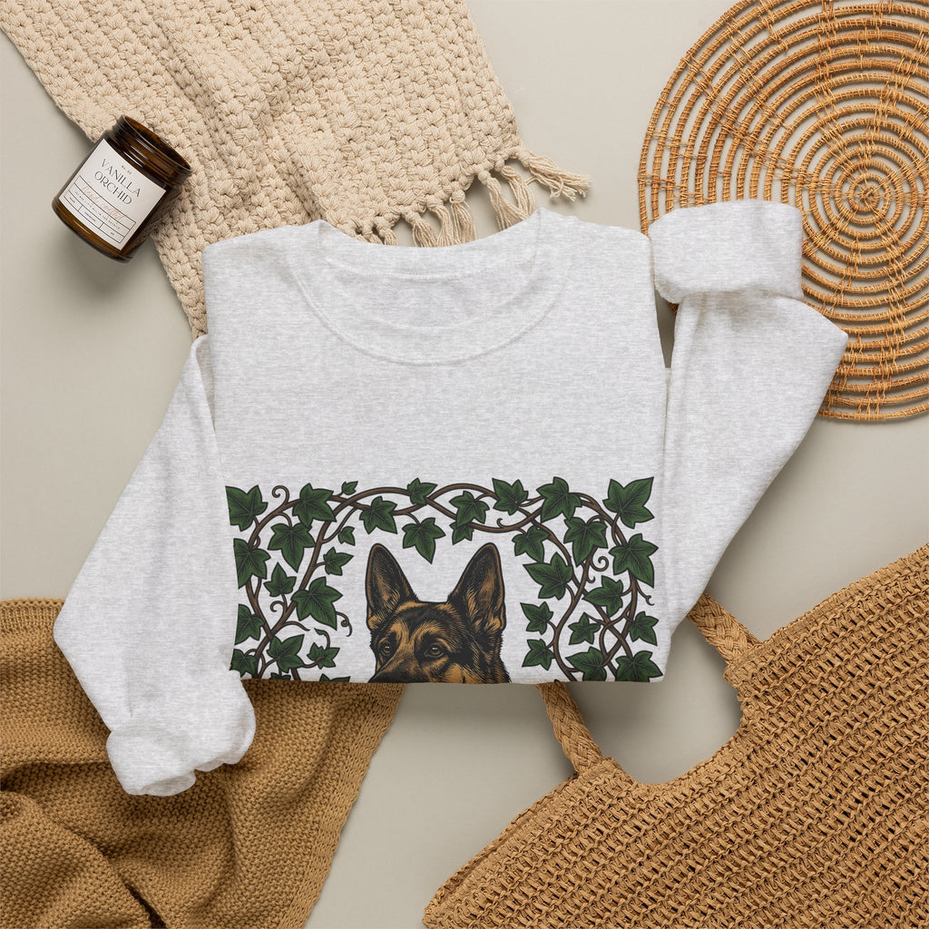 German Shepherd Dog Sweatshirt Dog Outdoors Gift Women Realistic Sweatshirt Alsatian Sweatshirt Dog Fan Shepherd Graphic Sweatshirt Retro Vine Sweatshirt