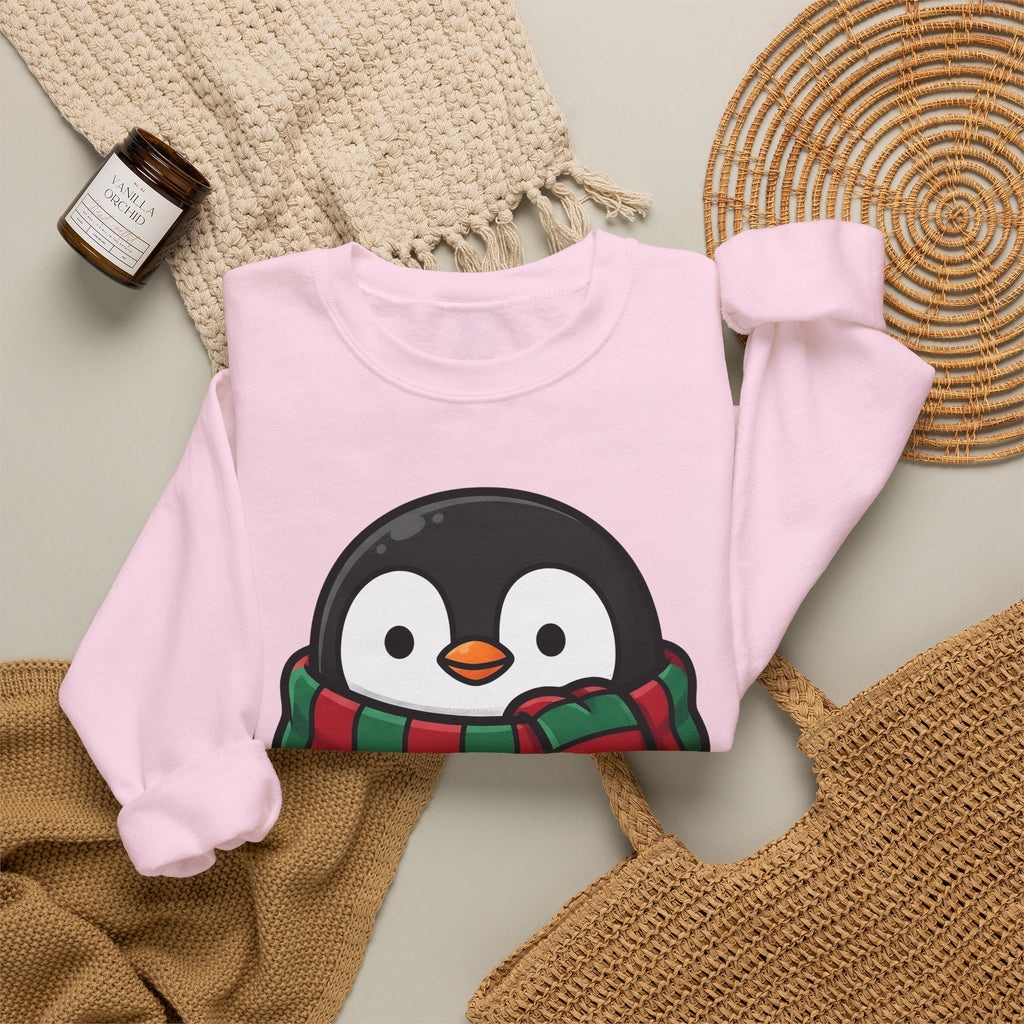 Penguin Clipart Sweatshirt Animals Festive Gift Women Kawaii Sweatshirt Pinguin Sweatshirt Wildlife Fan Cute Sweatshirt Holiday Graphic Comic Neck Wrap Sweatshirt