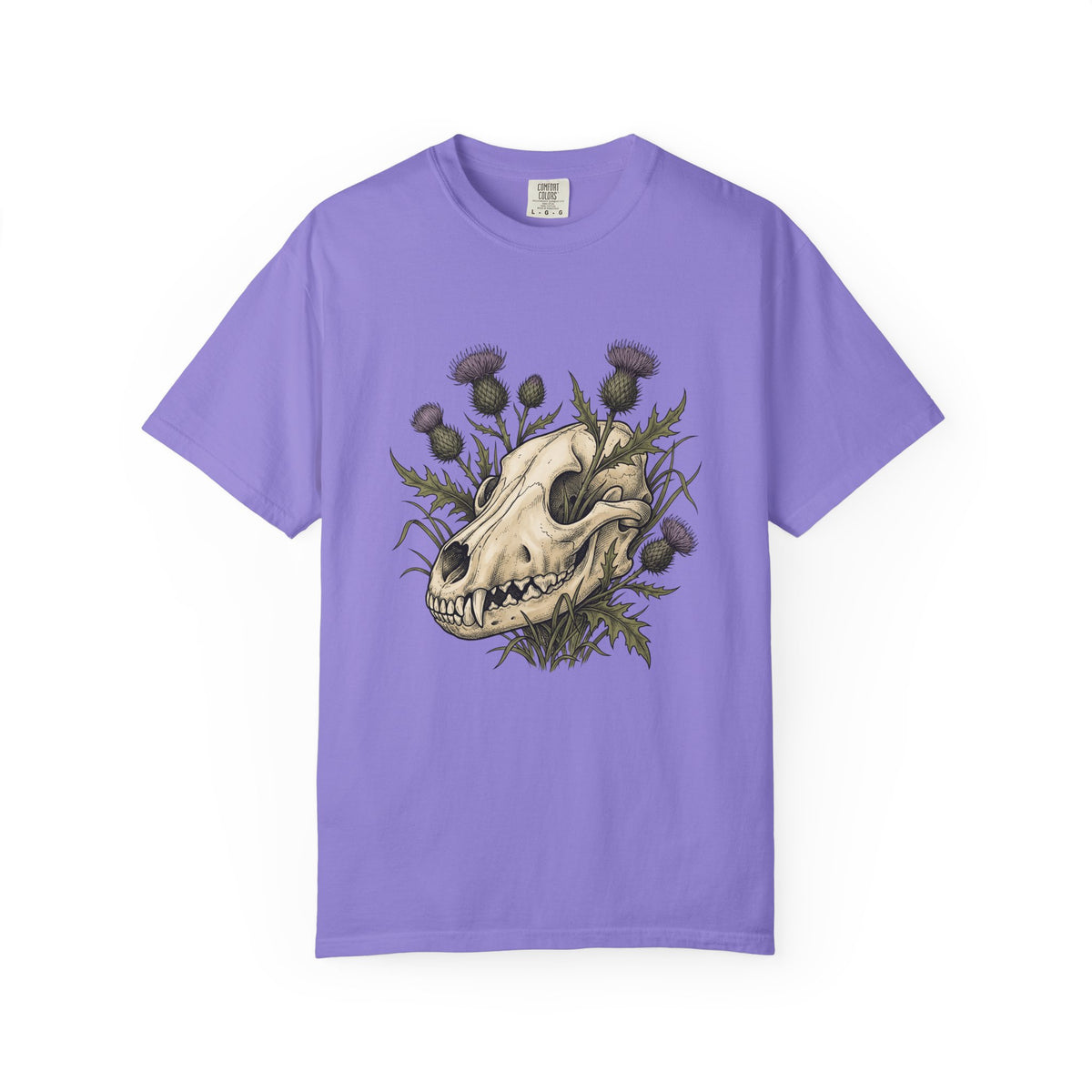 Animal Skull T-Shirt Animals & Flowers Spooky Gift Women Sketch T-Shirt Cranium T-Shirt Wildlife Fan Illustration Graphic T-Shirt Hand Drawn