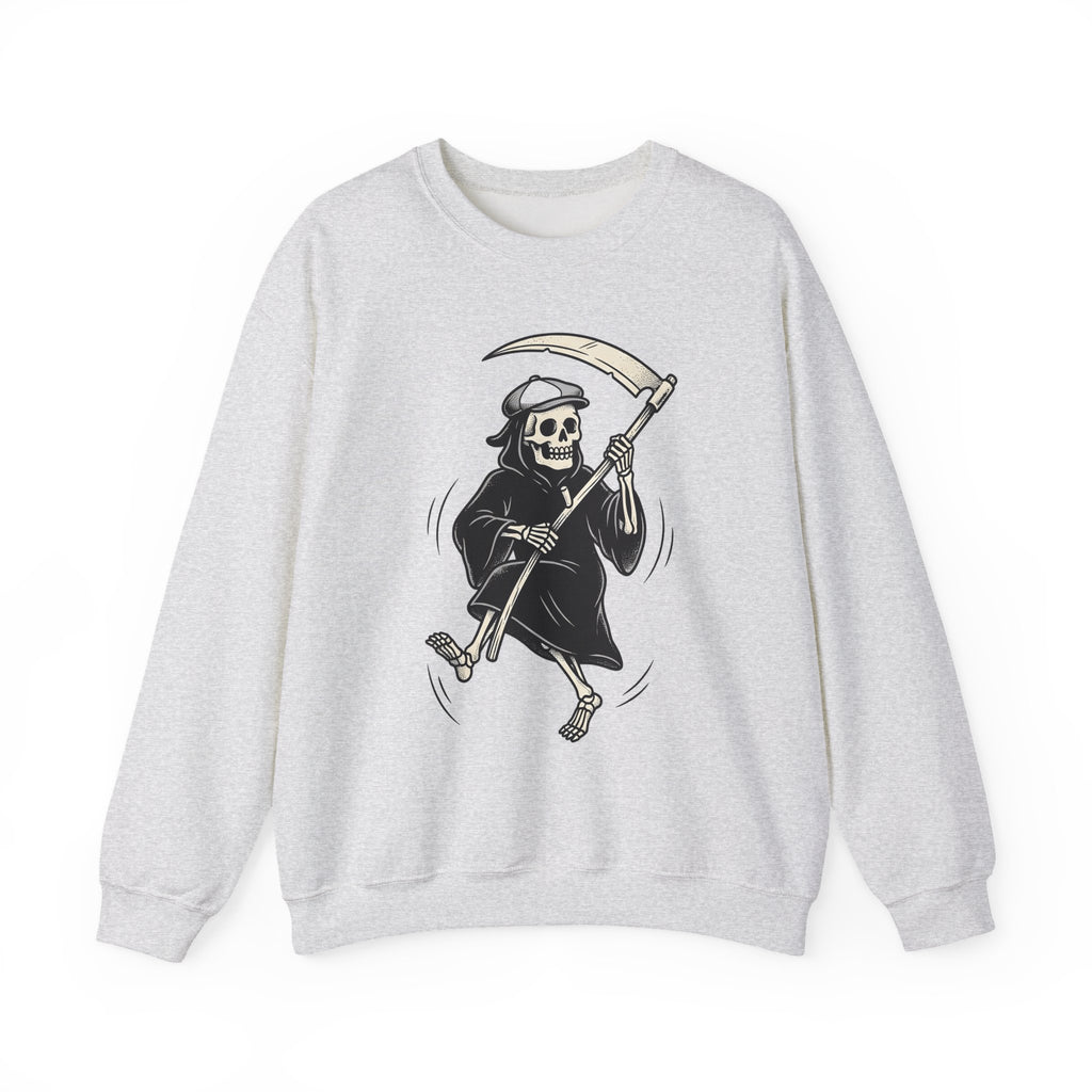 Reaper Skull Sweatshirt Halloween Cranium Gift Women Animated Sweatshirt Grim Reaper Sweatshirt Horror Fan Death Skull Graphic Sweatshirt Old School Sickle