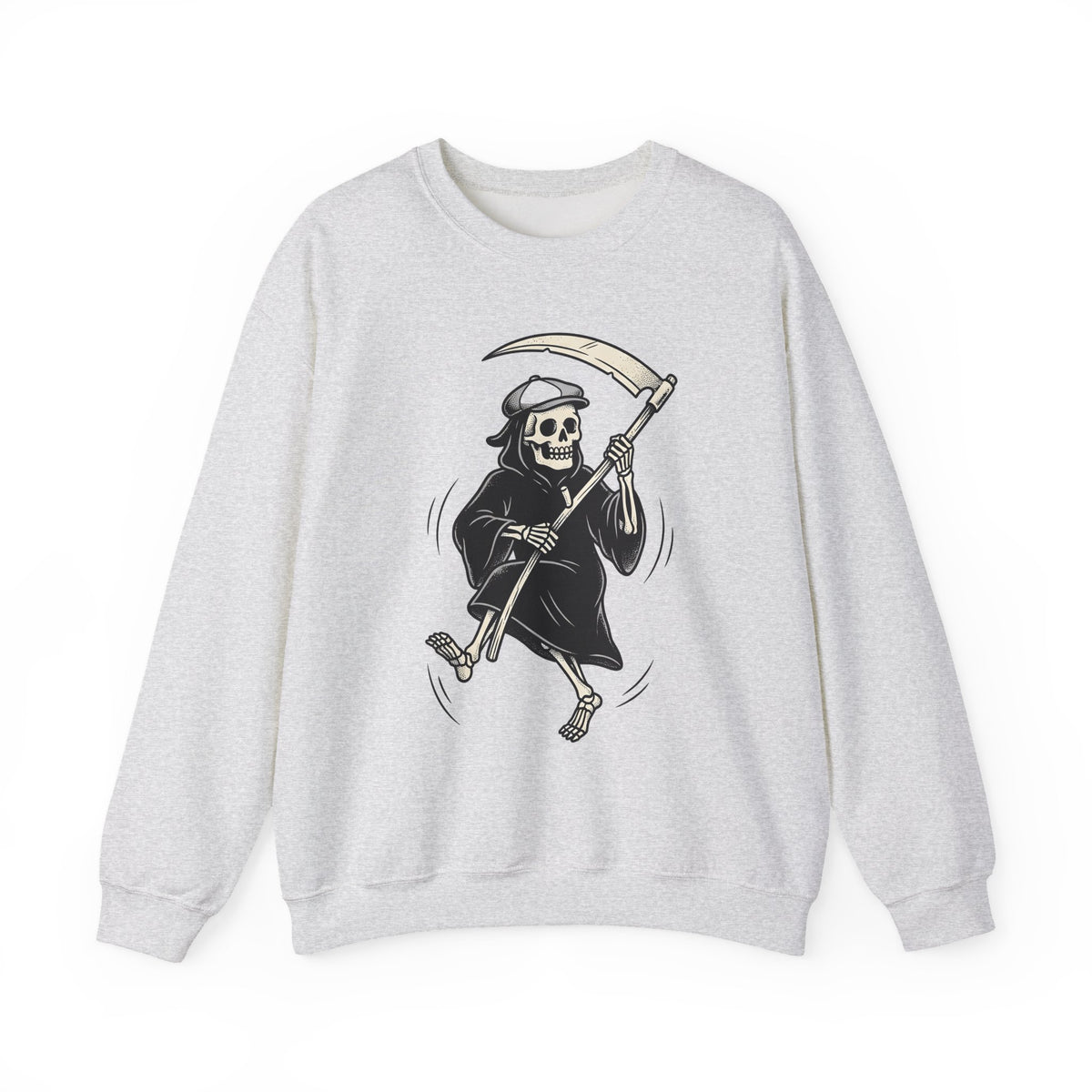 Reaper Skull Sweatshirt Halloween Cranium Gift Women Animated Sweatshirt Grim Reaper Sweatshirt Horror Fan Death Skull Graphic Sweatshirt Old School Sickle