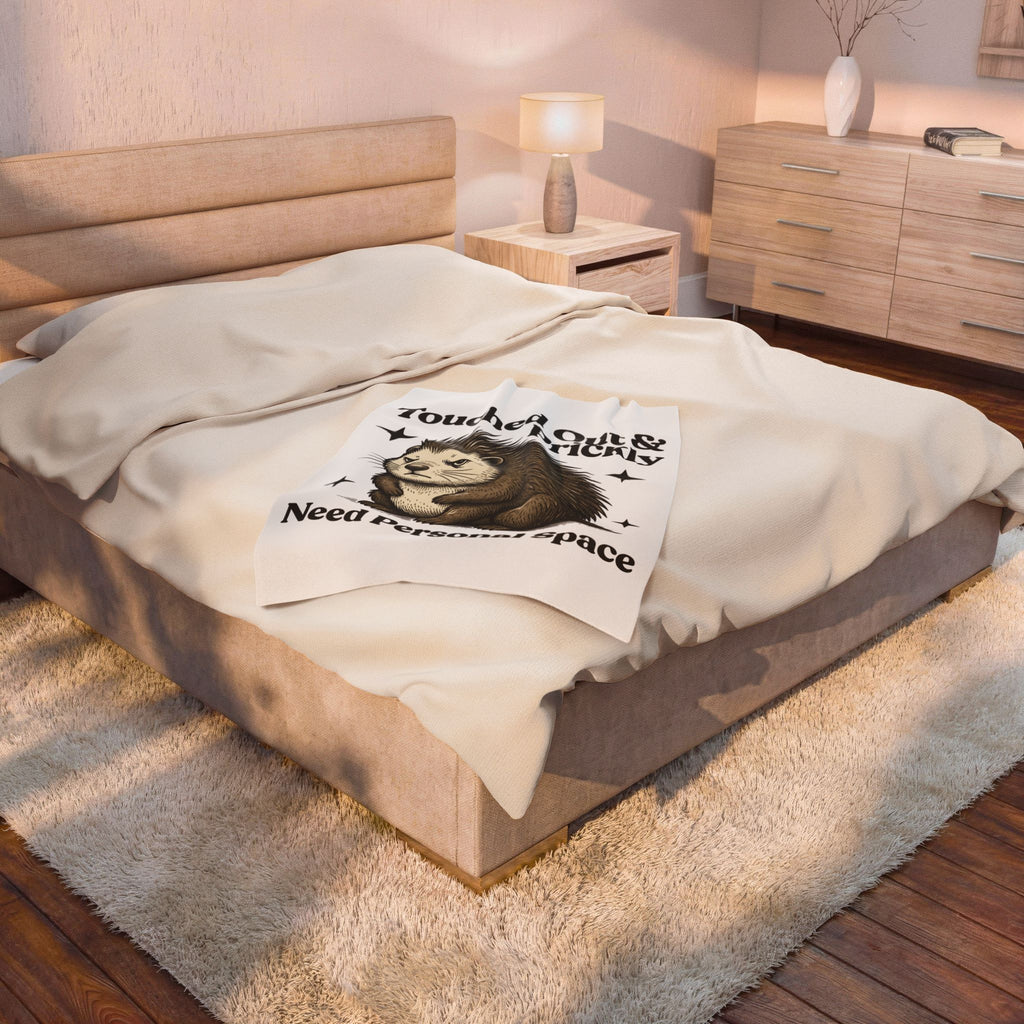 Grumpy Porcupine Blanket Moms Humor Gift Women Hand Drawn Blanket Quillpig Blanket Motherhood Fan Illustrated Graphic Blanket Vintage Stars Blanket