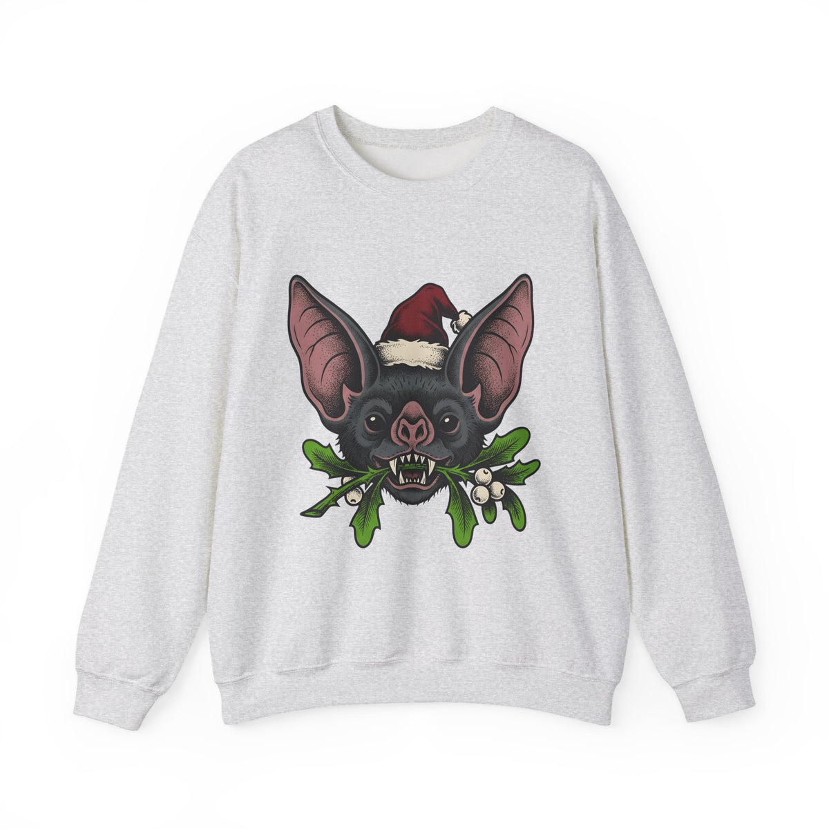 Bat Christmas Hat Sweatshirt Christmas Alternative Gift Women Traditional Sweatshirt Santa Hat Sweatshirt Xmas Fan Vintage Sweatshirt Gothic Graphic Retro