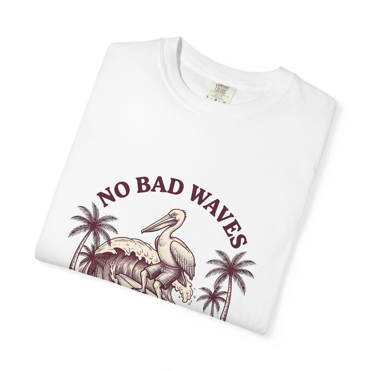 Pelican Surfboard T-Shirt Surfing Ocean Gift Women Retro T-Shirt Surfboard T-Shirt Surfer Fan Vintage T-Shirt Marine Graphic Sketch Coconut Trees