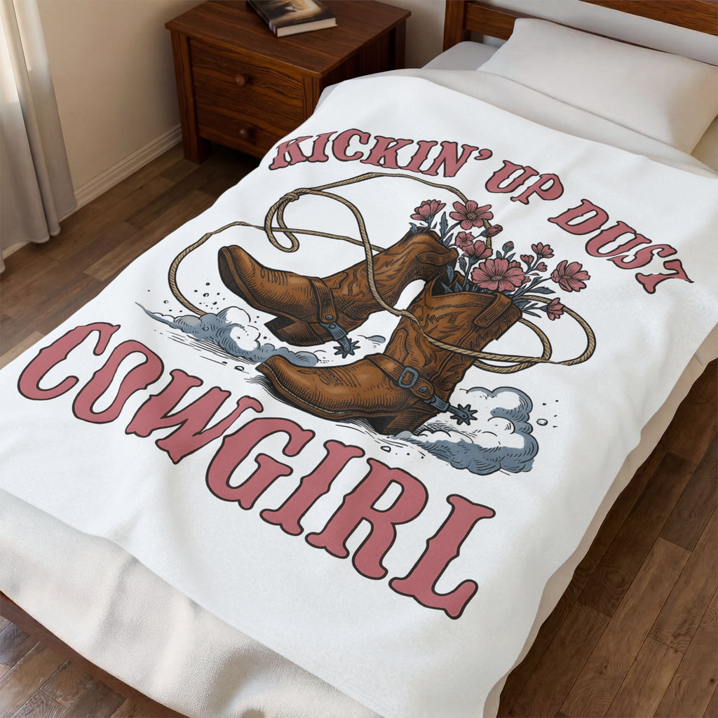 Western Boots Cowgirl Ranch Gift Retro Cowboy Boot Rodeo Fan Cowboy Boot Farm Sketch Blanket