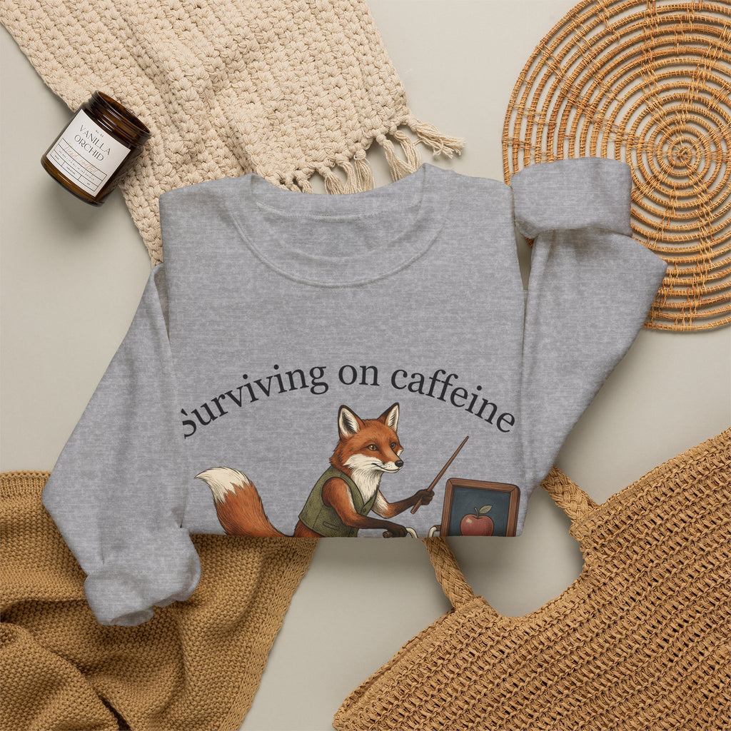 Fox Bicycle Sweatshirt Teacher Animal Gift Women Whimsical Sweatshirt Bike Sweatshirt Educator Enthusiast Quirky Sweatshirt Wildlife Graphic Vintage Chalkboard