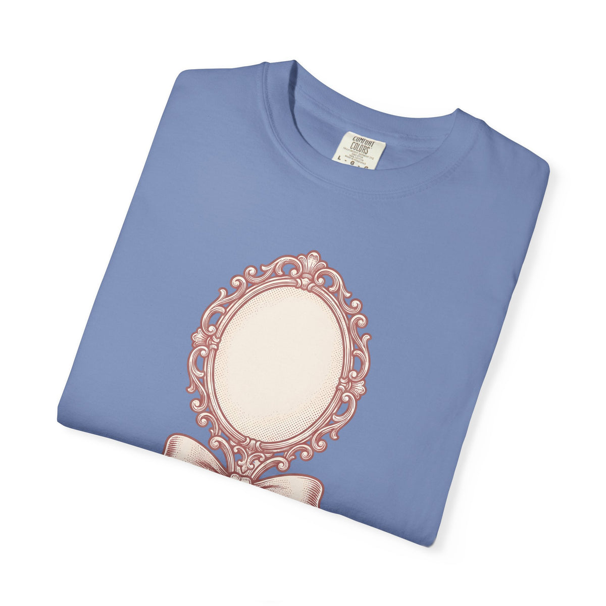Fancy Mirror T-Shirt Cute Clothing Gift Women Antique T-Shirt Glass T-Shirt Adorable Fan Vintage T-Shirt Apparel Graphic Doodle Knot T-Shirt