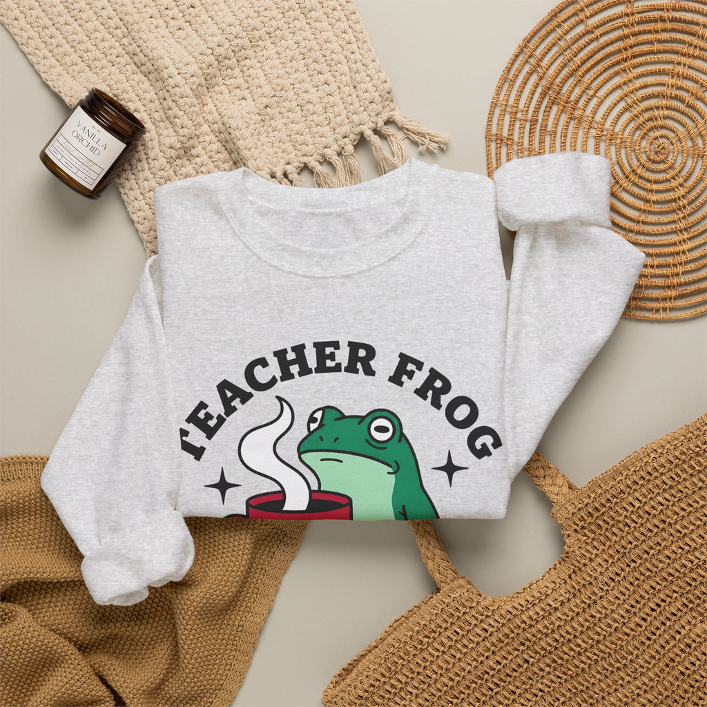 Frog Coffee Cup Sweatshirt Teachers Latte Gift Women Kawaii Sweatshirt Coffee Sweatshirt Sweatshirt Educator Enthusiast Coffee Sweatshirt Cappuccino Graphic Classic