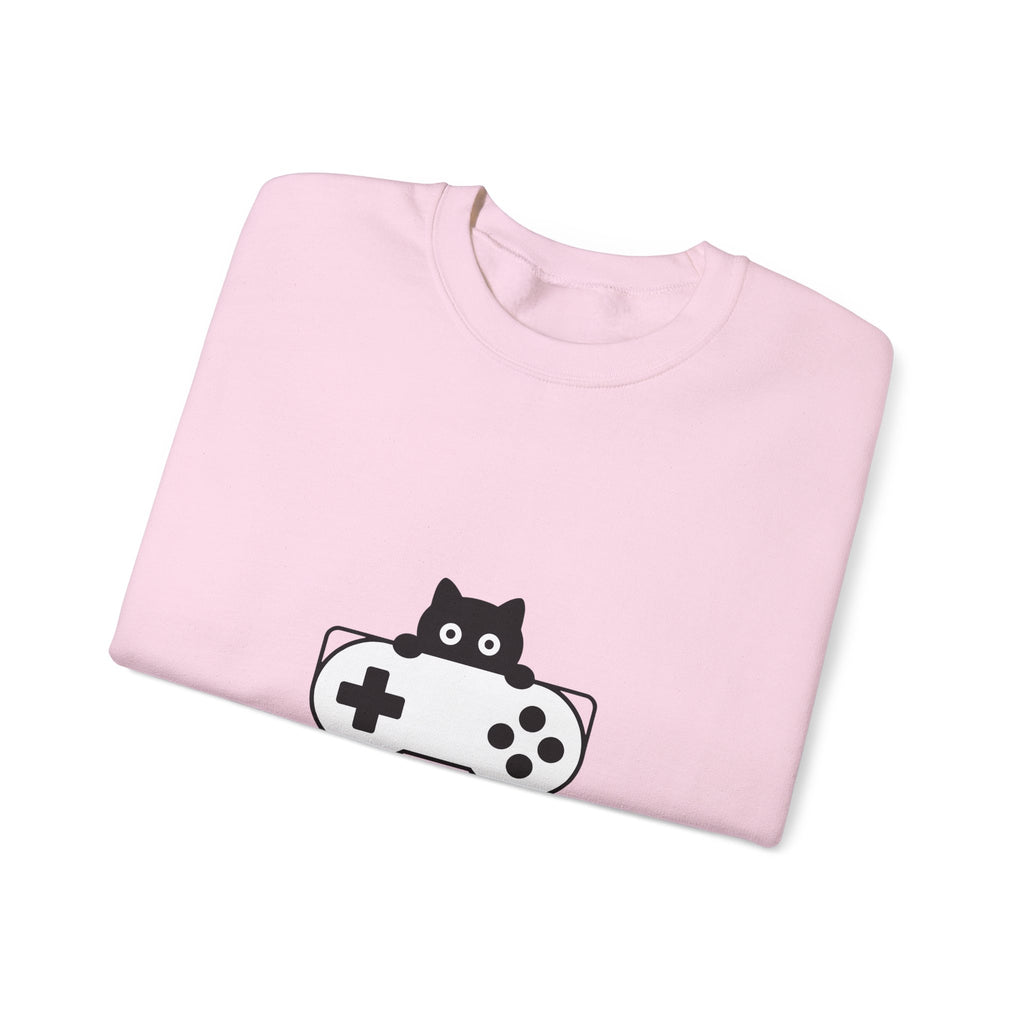 Cat Game Controller Sweatshirt Cat Gaming Gift Women Minimalist Sweatshirt Gamepad Sweatshirt Feline Fan Gamer Graphic Gamer Design Modern Video Game
