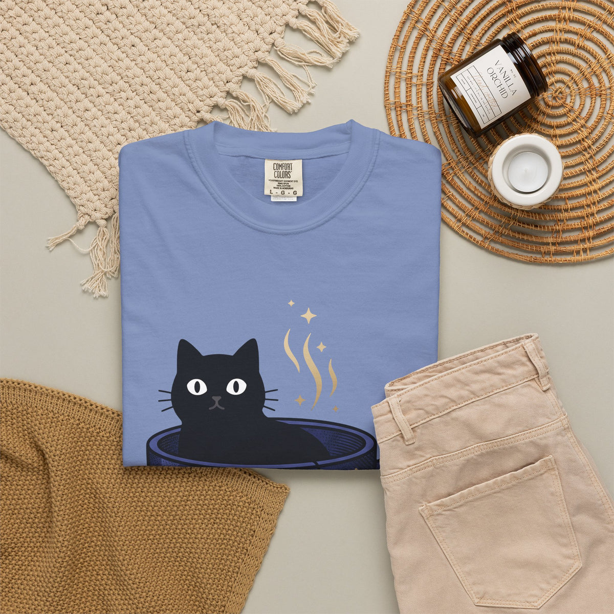 Black Feline Tea Cup T-Shirt Cat Gift Women Signs Gift Women Cute T-Shirt Cat T-Shirt T-Shirt Cat Fan Kitty T-Shirt Adorable T-Shirt Zodiac Graphic T-Shirt