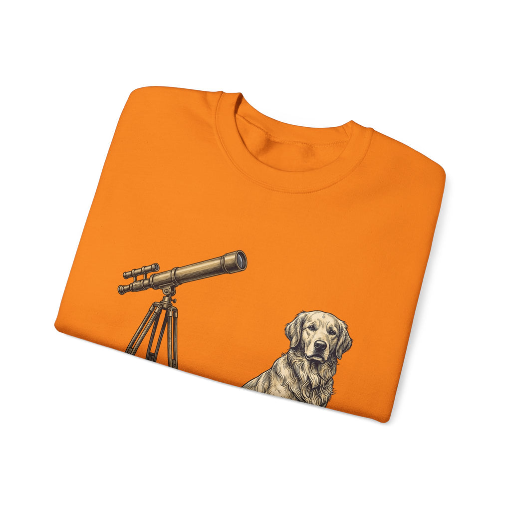Golden Retriever Sweatshirt Dog Universe Gift Women Antique Sweatshirt Retriever Sweatshirt Dog Fan Vintage Sweatshirt Galaxy Graphic Cartoon Telescope Sweatshirt