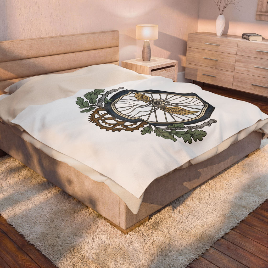 Bicycle Tire Blanket Cycling Wilderness Gift Women Hand Drawn Blanket Tire Blanket Biker Enthusiast Illustration Outdoor Graphic Line Art Angel